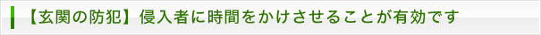 【玄関の防犯】侵入者に時間をかけさせることが有効です